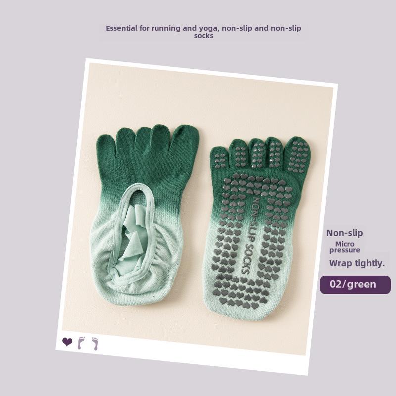 Нескользящие женские носки Gradient Tie-Dye Five-Finger для йоги и пилатеса 36-41 циан