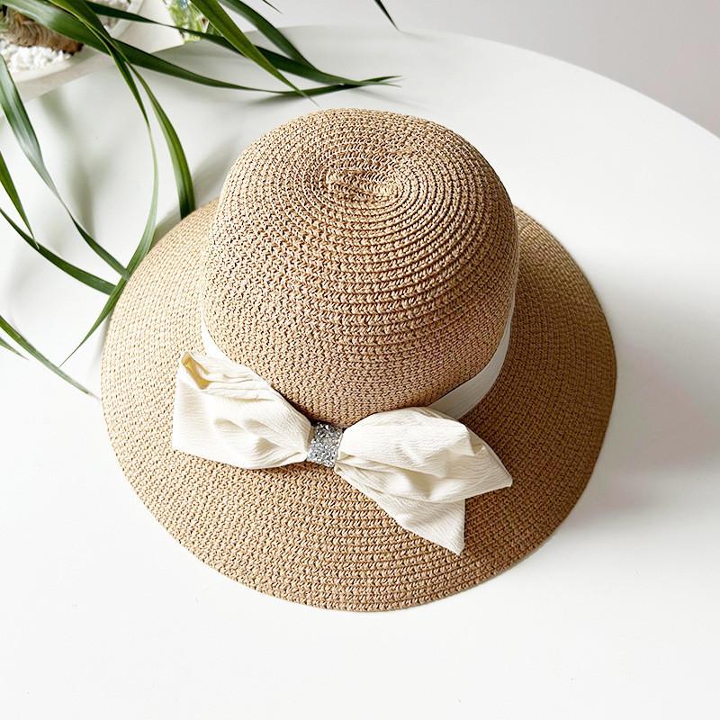 Chic Round Top Wide Brim Sun Hat For Women Japanese Style Bowknot Fisherman Hat Straw Hat Ideal For Spring And Summer