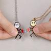 2Pcs/Lot Matchman Magnetic Couple Necklace Friendship Heart Pendant Distance Faceted Charm Necklace Women Valentine'S Day Gift