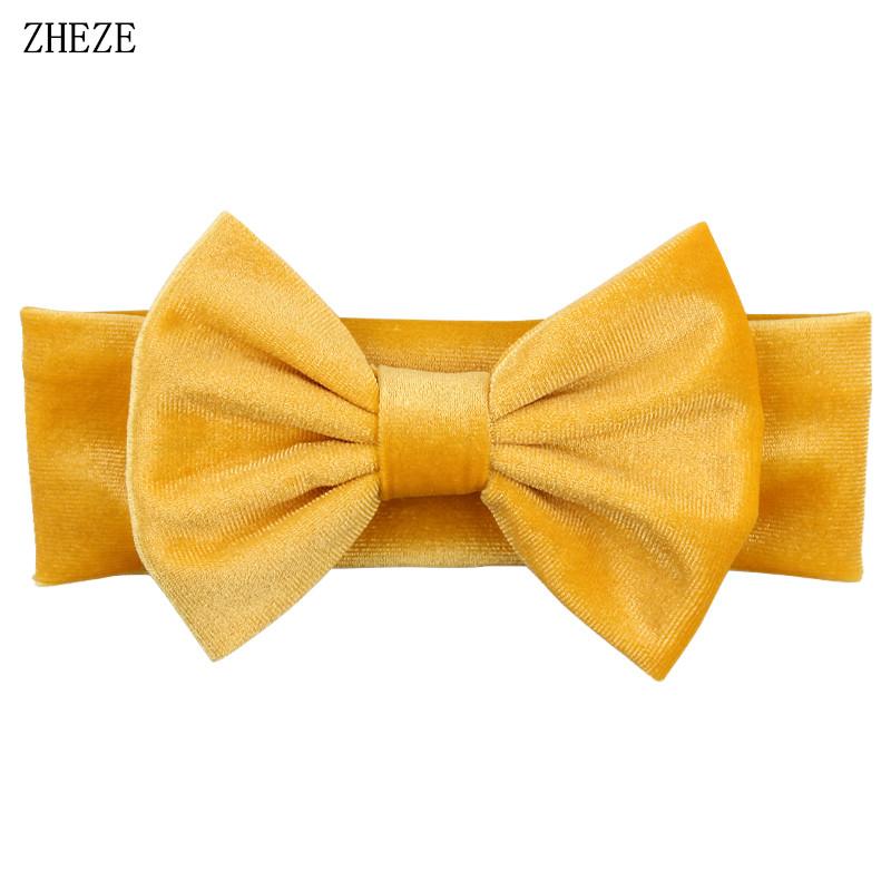 Baby Soft 5" Hair Bow Headband Kids Girls Velvet Headwrap Turband Toddler Photo Pro DIY Hair Accessories