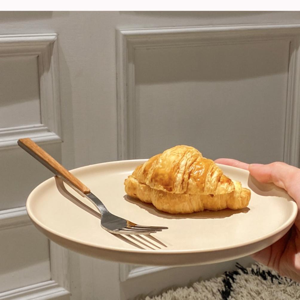 Keramik Runde Form Creme Farbe Teller Essgeschirr Sets Große Kapazität Teller Dessert Salatteller Schönes Tischgeschirr Tischservice