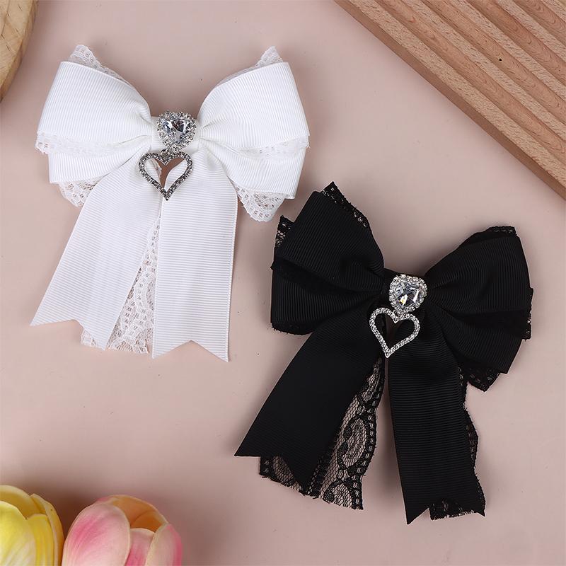 Women'S Lace Bow Tie Brooches Hairclip Heart Shape  Pendant Lolita Skirt Accessories Pin Clips Jewelry Gift