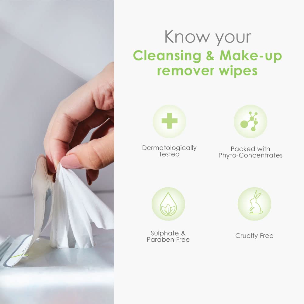 EPIQUE Oil Free Cleansing And Make-up Remover Wipes| Infused with Collagen, CoenzymeQ10, Vitamin C & E & Aloe Vera, 30 Wipes