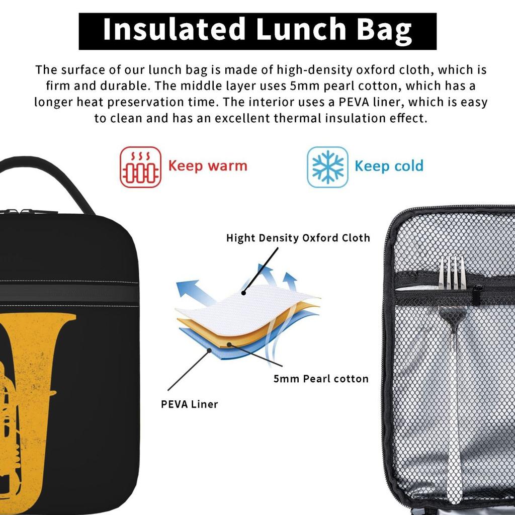 Tuba Insulated Lunch Bag for Kids School Cooler Thermal Food Box Tote Leakproof Lunch Boxes Container