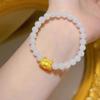 Women's Light Luxury Zodiac Dragon Year Jade-Look Bracelet – Elegant New Year Steamed Dumpling Design Birthday Gift.