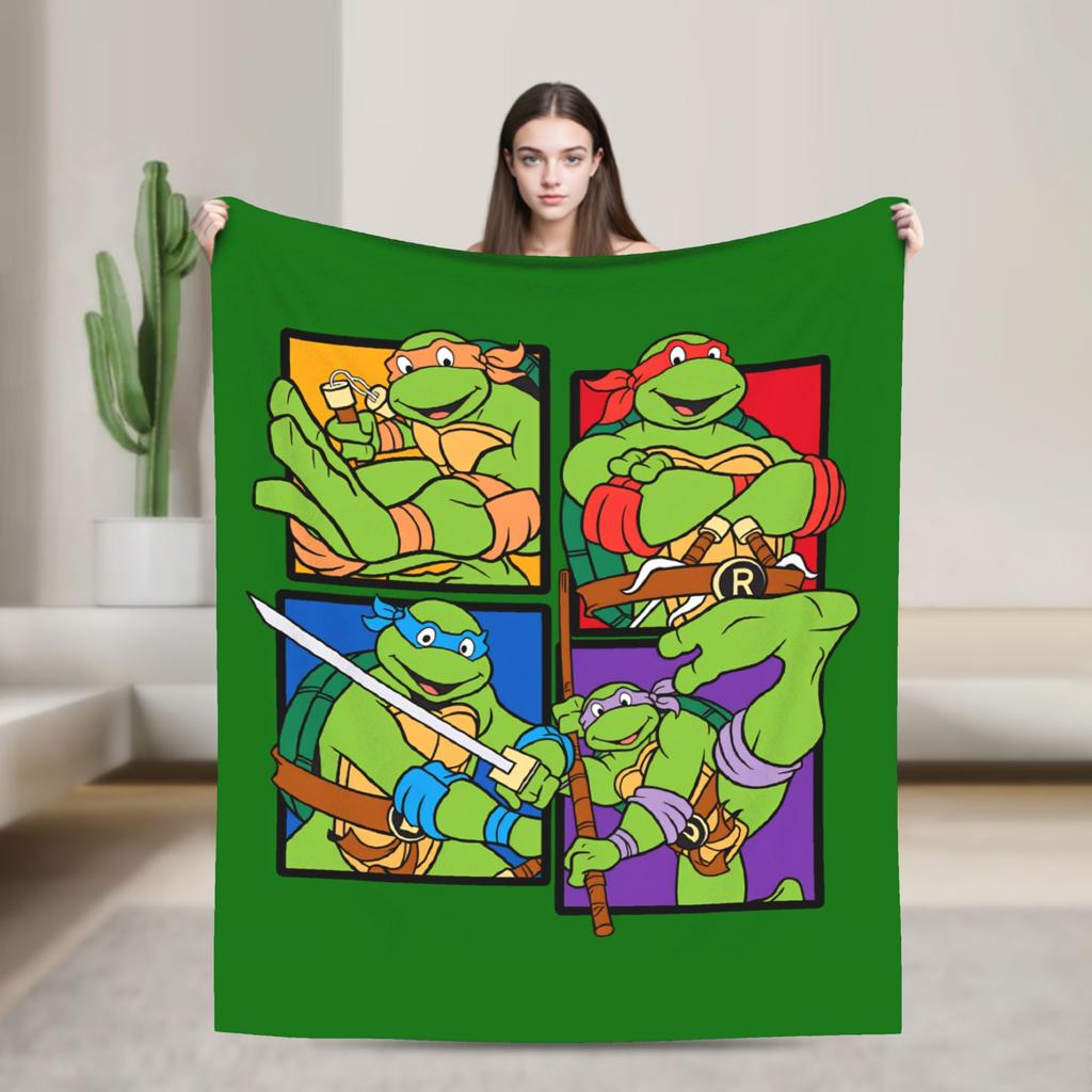 Comic Warm Soft Blankets T-Tmnts Character Decorative Plush Bedding Throws Funny Home Decor Flannel Bedspread Sofa Bed Cover