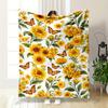 Sunflowers and Butterflies Floral Design Flannel Blanket for Bedroom Living Room Sofa and Nap