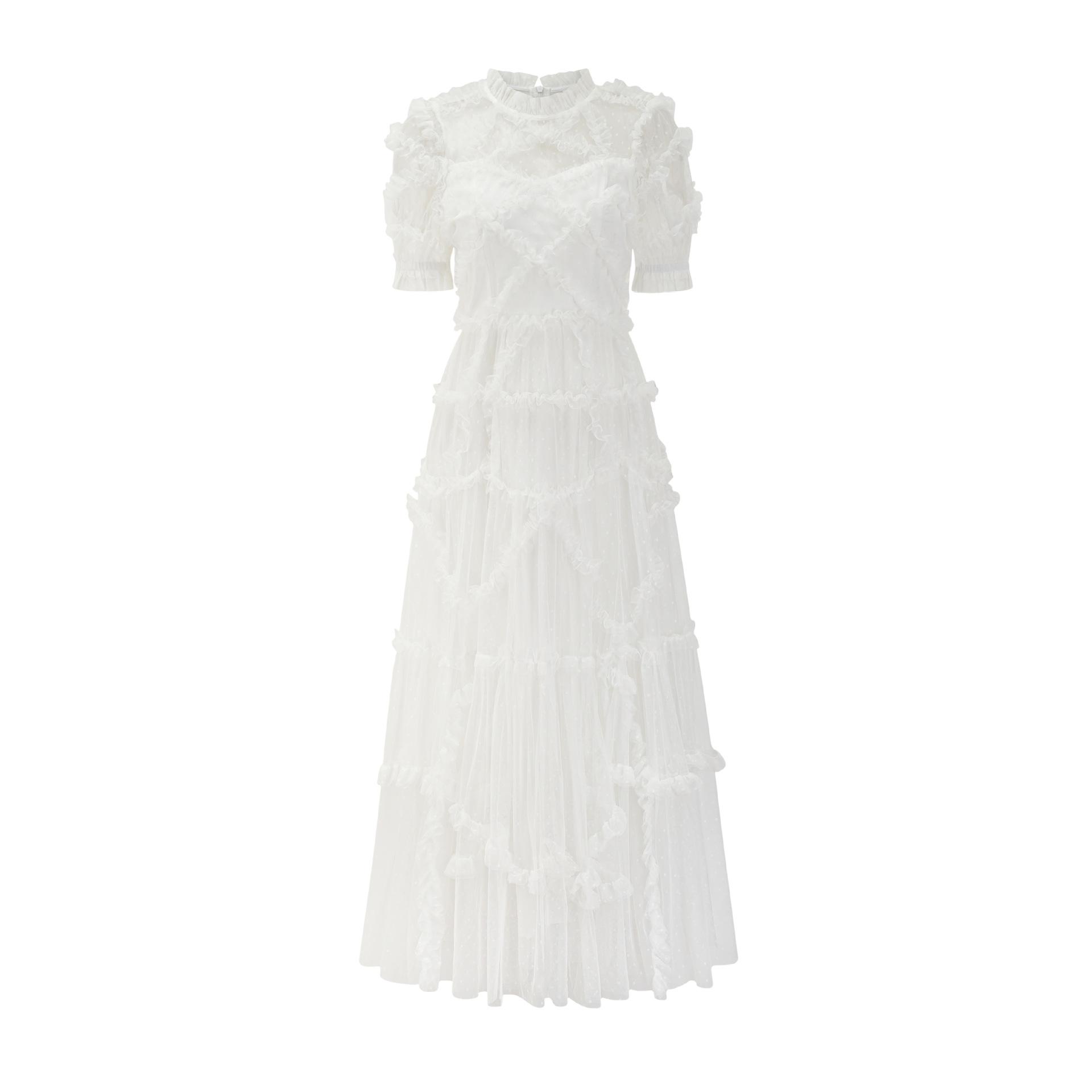 

Сладкое платье феи, сетка на талии, тонкое платье, платье во французском стиле S белый