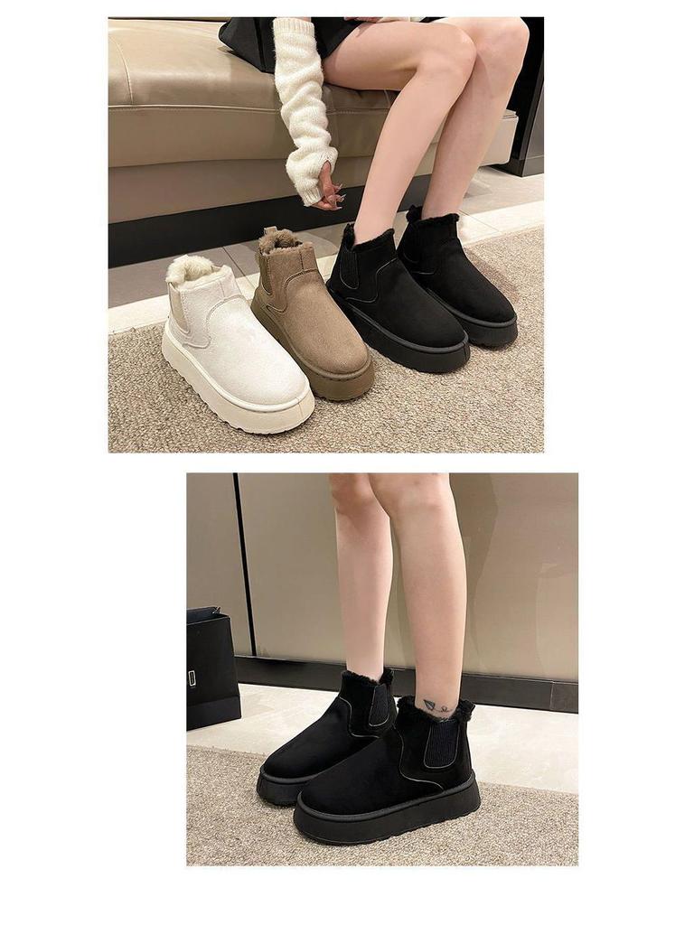 Damtjockbottnade snökängor 2025: Varm, Pådragbar, Halkfri, Mångsidig, Vinterstil med Plus-sammet.