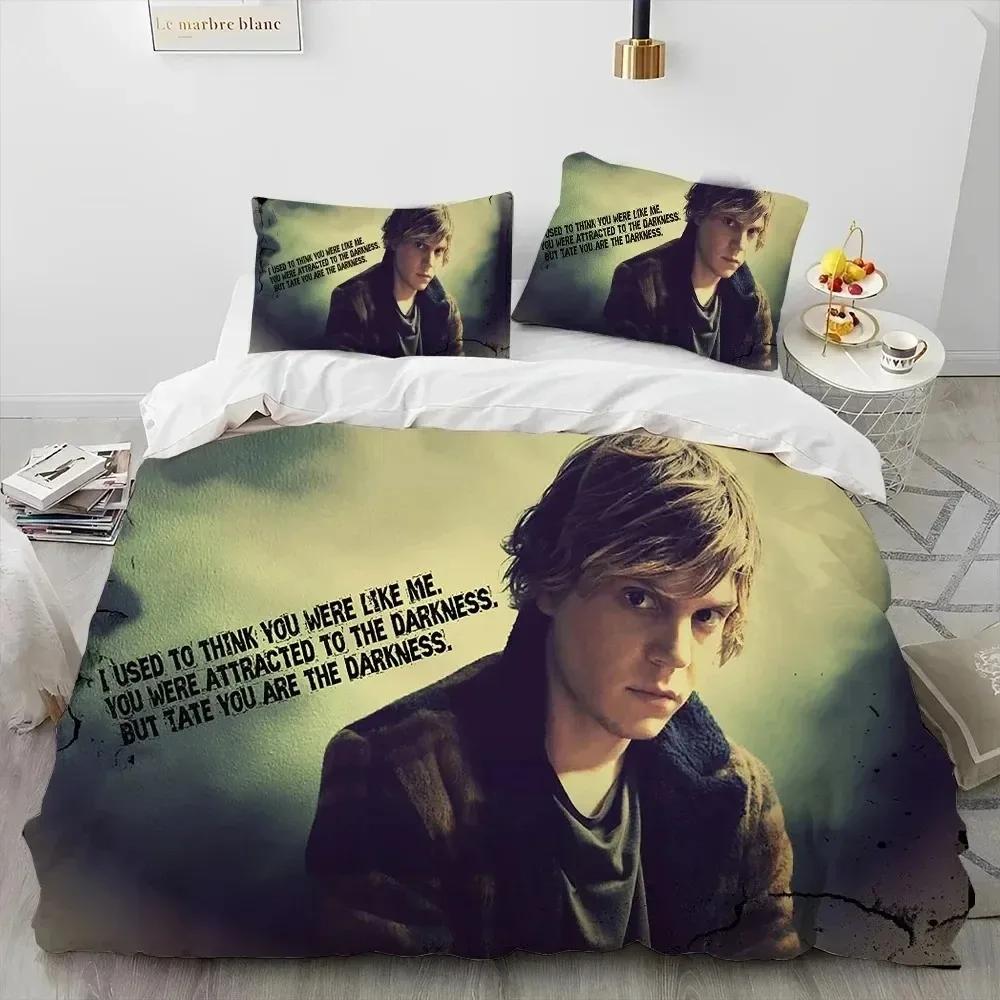 Cute Evan Peters Movie TV Actor Comfortable Duvet Quilt Cover Pillowcase Bedding Set Children Bedroom Decoration Home Textile