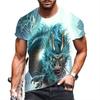 Fashion Men's Crew Neck Short Sleeve 3D Casual Color Printing Casual Short Sleeve Crew Neck T-Shirt