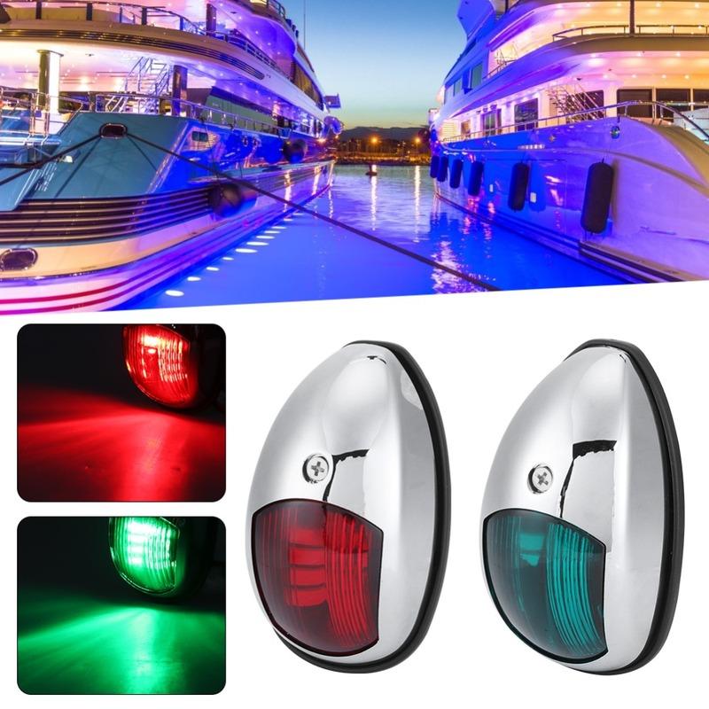 1Pair Professional 12V LED Marine Navigation Light PC Boat Navigation Light Red Port Lamp For Bass Boats