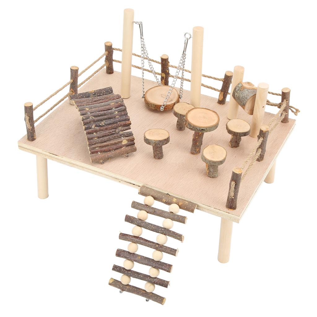 Chomik Naturalny Drewniany System Życia i Wspinaczki Zestaw Drewnianego Placu Zabaw dla Małych Zwierząt