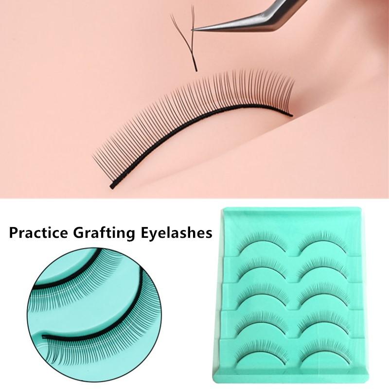 5Pair Training Lashes Beginner False Eyelashes Practice Mink Lashes Strip Individual Lashes Eyelash Extension Tools For Beginner