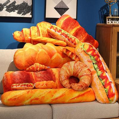 Cute Simulation Bread Pillow Plush Toy - Creative Croissant Baguette & Hot Dog Cushion for Photography Props