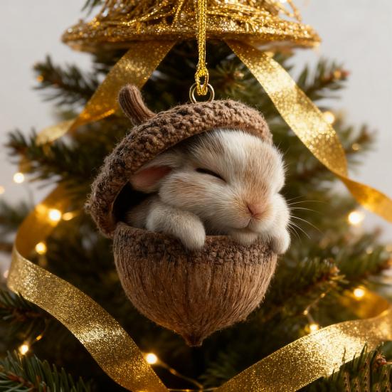 2D Forest Animal Christmas Tree Ornaments Acorn Ornaments Cozy Forest Woodland Creature Acrylic Hanging