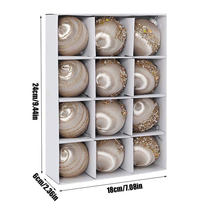 Flocked Christmas Tree Ball Ornaments Velvet Ball Christmas Ball Ornaments 12 Pieces Elegant Soft Christmas Balls For Christmas