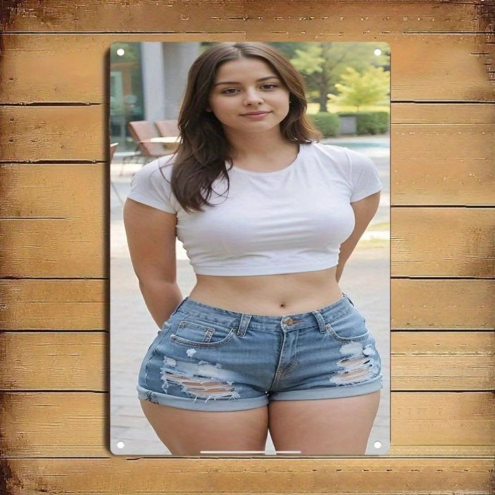 

D PC Im Curves Metal Sign Humorous Bikini Girl Wall Art for Home 20x30cm（7.8x11.8inch）