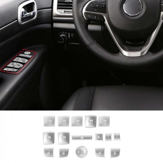 

14X Window Lift Switch Button Cover Trim Sequ For Jeep Grand Cherokee 2011-21