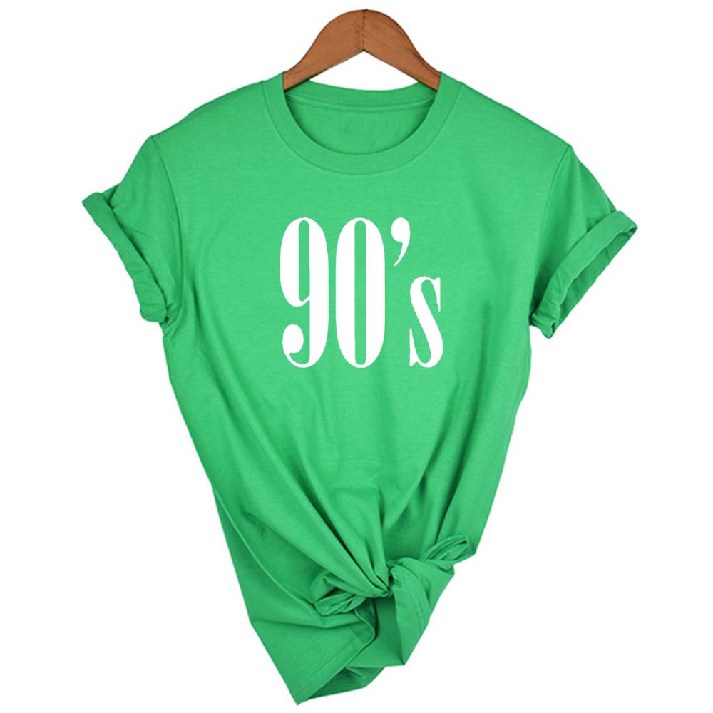 90 S Letter Printed Women Tshirt Casual T Shirt Short Print Regular O Neck Tops Shirts