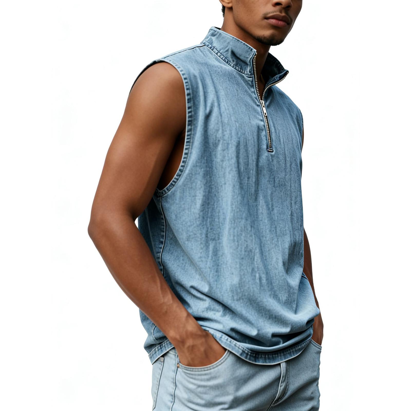 

Men s Solid Color Sports Vest Casual Loose Sleeveless Top S синій