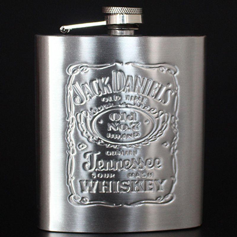 Elegant Portable 7oz Stainless Steel Flask With Embossed Design For Whiskey Lovers