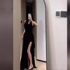 GilAt Red Neck V-neck Dress Women's Beautiful High-end Dress Sexy Split-end Slim Dress