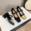 2025 French retro small fragrant wind, evening breeze gentle with skirt square head thick heel middle heel Mary Jane single shoes women's spring