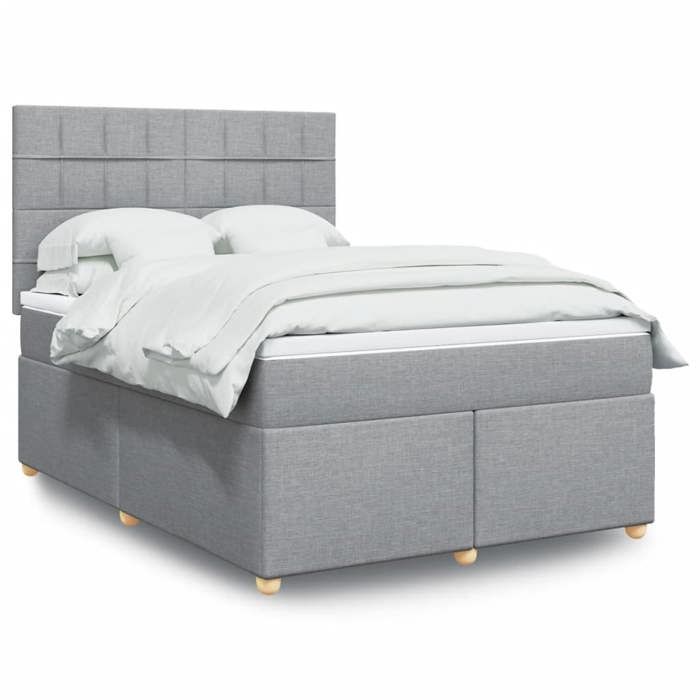 VidaXL Sommier à lattes de lit avec matelas Gris clair 140x190cm Tissu 3291275