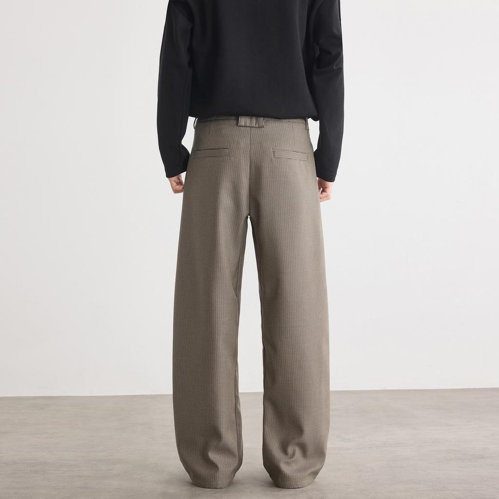 Qiandongge Anzughose Herren Herbst und Winter Old Money Stil Retro Weitbeinige Hose Trendige Marke Falten Bodenlang Lässige Hose