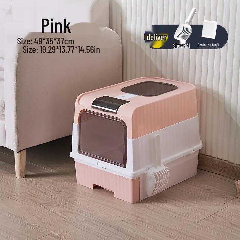 Extra-Large Fully Enclosed Cat Litter Box with Drawer and Anti-Splash Design