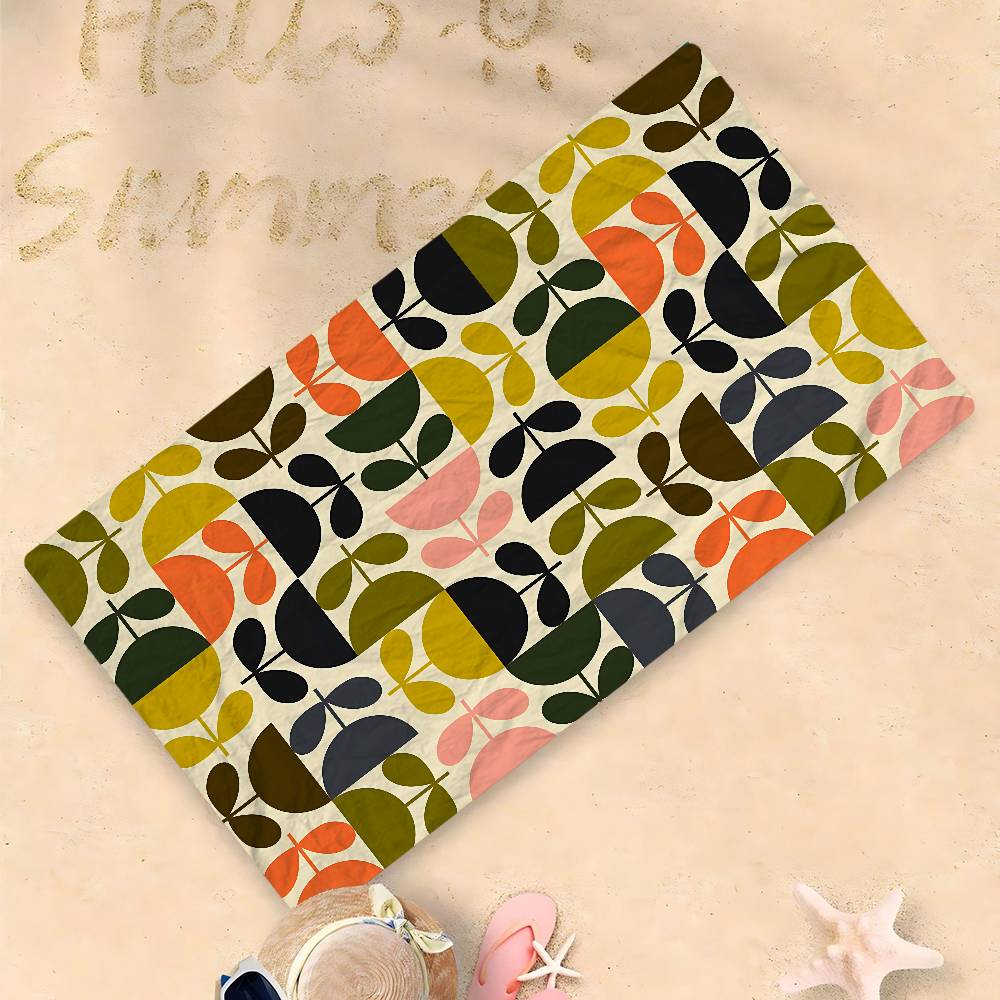 

Orla Kiely Leaf Bath Towel Microfiber Soft Water Absorbing Breathable For Girl Kids Decorative Cartoon Beach Towel W40*H60(CM)