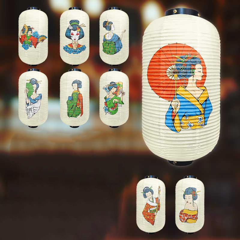 Japanese Traditional Geisha Pattern Lantern Beautiful Ukiyo-e Style Paper Cuisine Izakaya Restaurant Home Holiday Party Decor