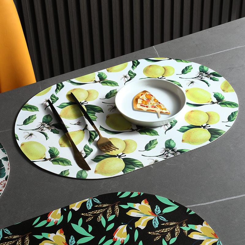 Table Mat PU Leather Placemat Nordic Style Print Waterproof Oil Proof Non Slip for Home Kitchen Wedding Dining Settings