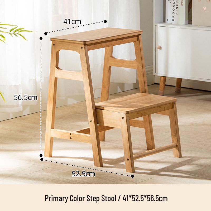 A-frame Solid Wood Folding Step Stool: Space-saving, Multi-layer, Double-layer Footrest Ladder.