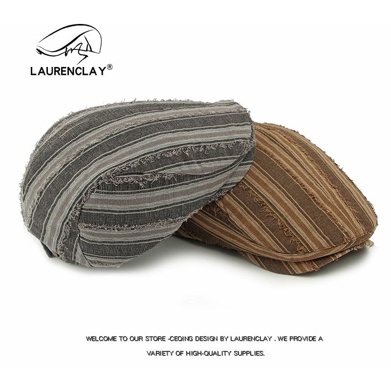 Spring and summer new hat ladies beret british retro casual striped old cap personalized forward hat