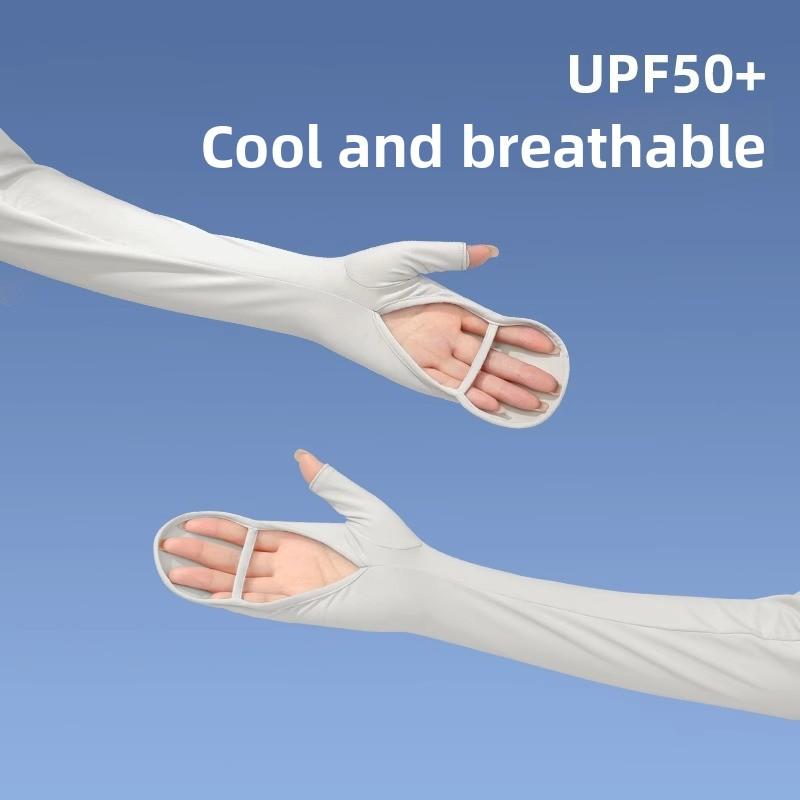 

1PCS UV Protection Ice Silk Arm Sleeves Breathable UPF50+ Summer Sunscreen Gloves Sun Protection Arm Guard зелёный