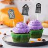 8pcs Paper Halloween Tombstone Cupcake Toppers Scary Cake Sign  Dessert Table Decoration