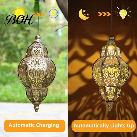 Moroccan Style Solar Lanterns Hanging Lights, Waterproof Outdoor Lanterns, Warm Light Lamps Powered Garden Lighting for Yard Patio Decor Decorative
