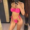14 Colori Fiori 3D Bandeau Bikini a Taglio Alto Costume da Bagno Femminile Costume da Bagno Donna Set Bikini Due Pezzi Costumino da Bagno Swim