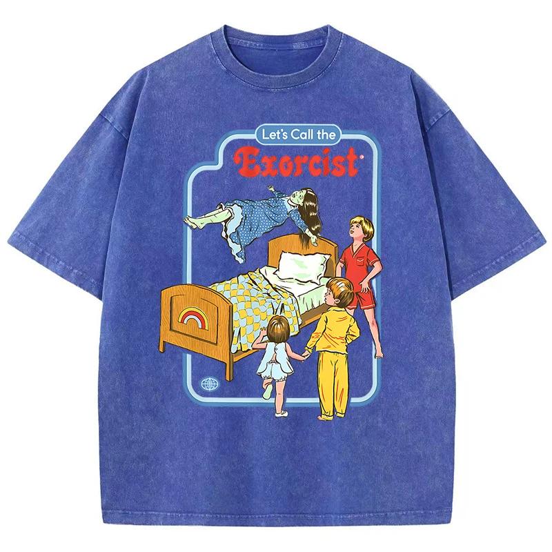 Unisex Let'S Call The Exorcist Funny Washed Retro T-Shirt Fashion Clothing Cotton Tops Fashion Summer Tee Shirt Oversized Tshirt