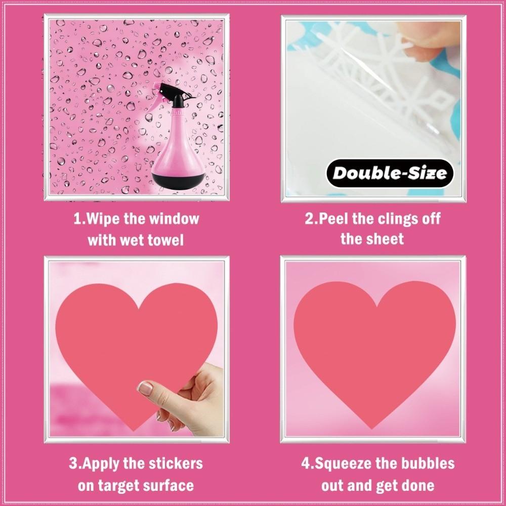 PVC Valentine's Day Window Stickers Bow Flower Rose Creative Decorative Glass Electrostatic Film Love Heart Waterproof
