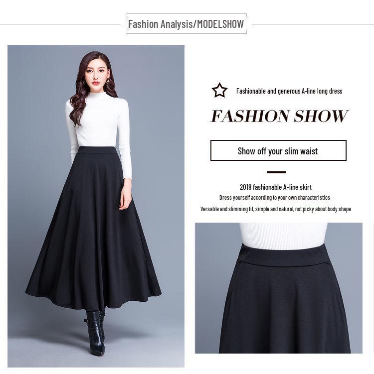Pocket Style Elastic Waist Mid-Length Slimming Skirt – Women’s High Waist Versatile Swing Skirt, Plus Size, Square Dance