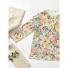 Women's large size with pockets, spring new floral long-sleeved T-shirt loose and thin medium and long top large size