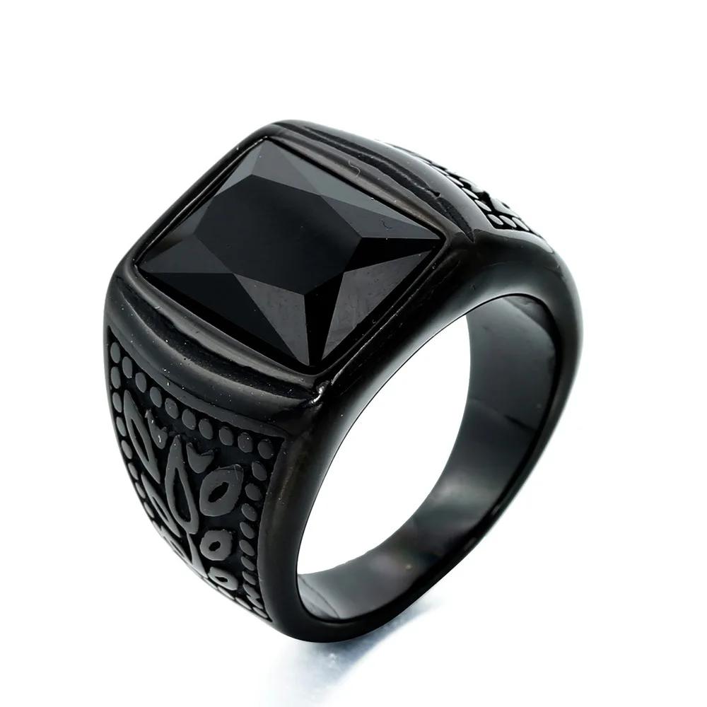 Punk Hochwertiger Mehrfarbiger Steinring für Männer Frauen Hip Hop Ahornblattmuster Edelstahlring Schmuck Geschenk Dropshipping