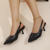 Fashion Fashion Rivet Decor High Heel Pumps Women Spring Summer Pointed Toe Stiletto Heel Sandals Woman Back Strap Black Slingback Pumps