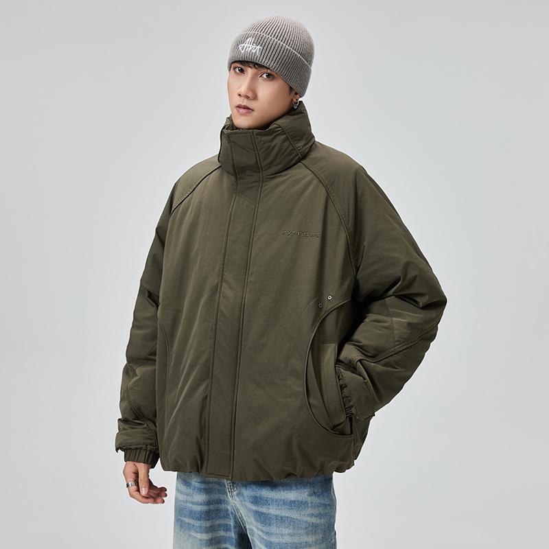 Men's Winter Stand Collar Down Jacket - Warm, Thickened, American Style, Outdoor Workwear