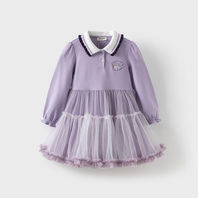 David Bella Girls  Princess Dress Children s Dress 2026 Spring New Style Girls  Purple Dress Children s Clothing for Older Children Fantasy Purple [Ready Stock] 140