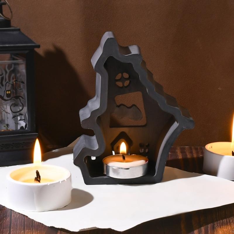 Food Safe Heat Resistant Silicone Craft Mould Create Hollow House Candle Holders Halloween Decoration
