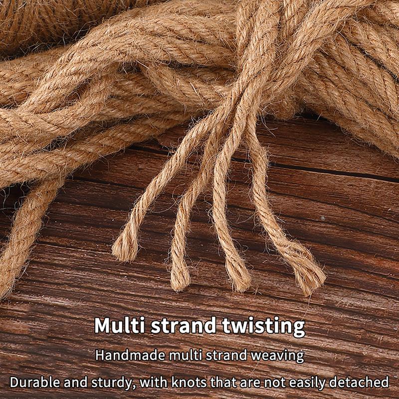 Durable Burlap Jute Rope 2-5mm Thick 1/200M Long Non-Toxic Twine for DIY Gift Wrapping Gardening Cat Tree Building